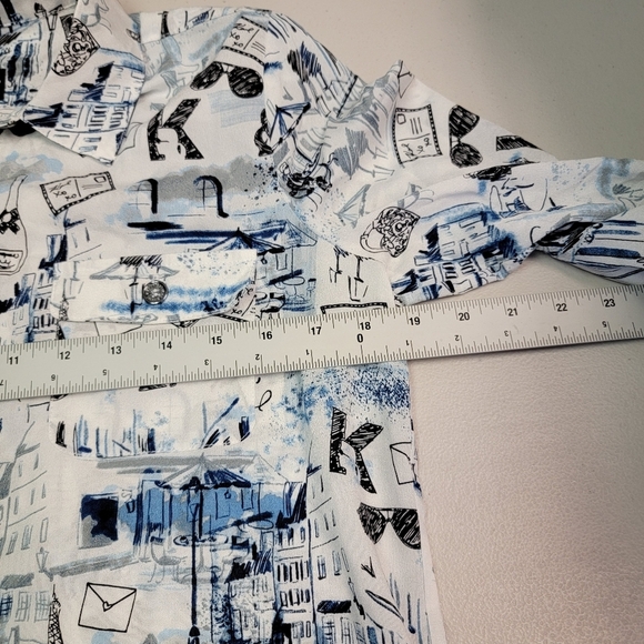 Karl Lagerfeld Women's Love From Paris All Over Print LS Button Up Shirt Sz S - Picture 8 of 8